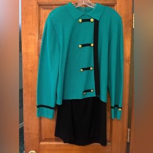 Green Castlebrook Knit Suit Jacket and Skirt